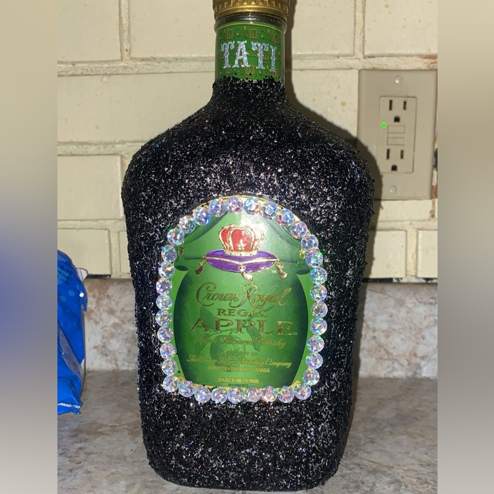 Hand crafted glittered bottles.